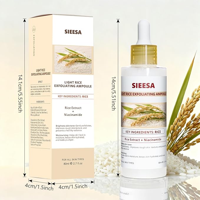 Rice Peel Shot,Peel Shot Glow Rice Ampoule Duo, White&Black Rice Exfoliant,Removes Dead Skin and Blackheads,Niacinamide Controls Oil Salicylic Acid Gentle Pore Clean, For Various SkinS(5.4 fl oz)