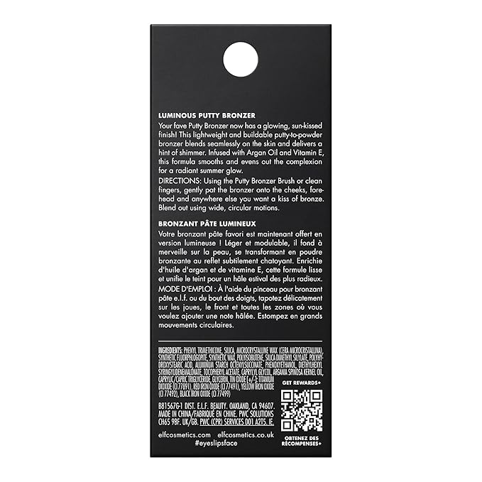 e.l.f. Luminous Putty Bronzer, Lightweight Putty-to-Powder Bronzer For A Radiant, Glowing Finish, Highly Pigmented, Vegan & Cruelty-Free, Summer Fridays