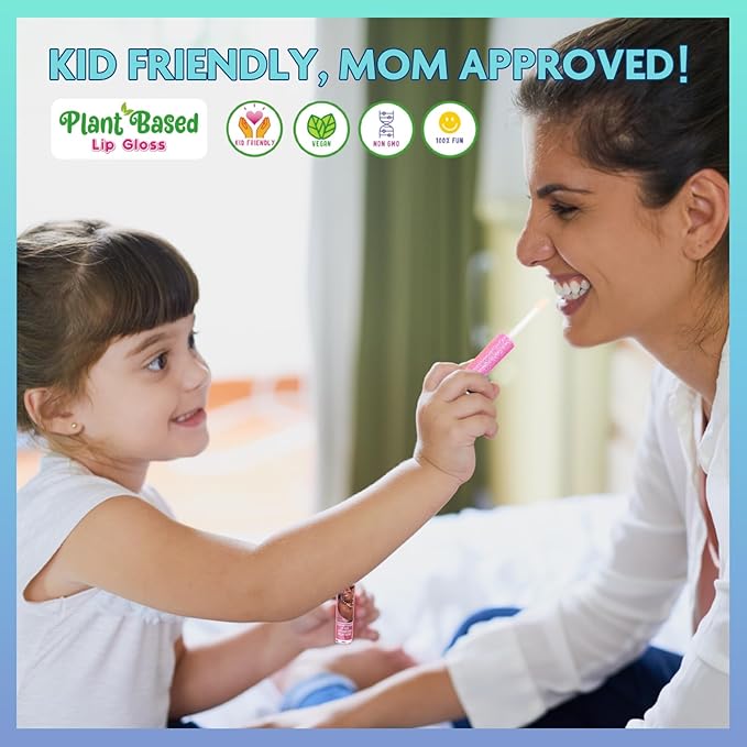 Disney Moana 7 Piece Plant Based Lip Gloss, Girls Party Favors, First Makeup Set for Girl, Perfect for Parties, Sleepovers, and Birthday Gifts, Ages 3+, by Townley Girl