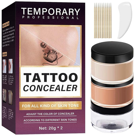 Tattoo Cover Up Makeup Waterproof, 2 Colors Tattoo Concealer, Invisible Tattoo Cover Up, Suitable for Tattoos Scars and Spots, for All Skin Types1