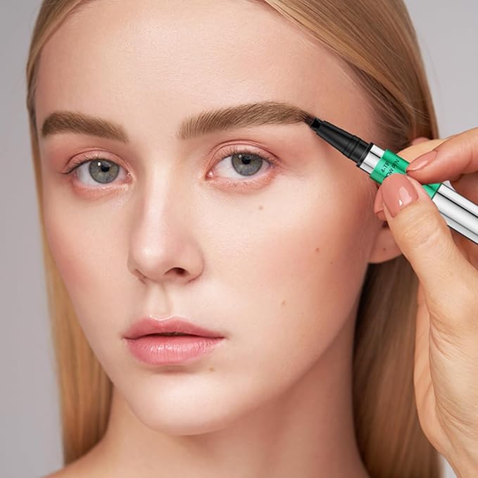 Microblading Eyebrow Pen，Waterproof Brow Pen Micro 4 Point,Eyebrow Makeup Pencil for Women to Effortlessly Create Hair Like Natural Brows，Long Lasting & Smudge-proof