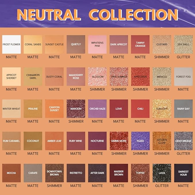 45 Shades Eyeshadow Palette, Highly Pigmented Neutral Tones