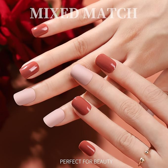 Short Square Press on Nails, Teenitor 576pcs Short Press on Fake Nails With Nail Glue And Adhesive Stickers, 12 Colors Matte Press On Short Nails, 12 Colors Glossy Short Press On Nails, Short Glue On Nails With Nail Stickers Rhinestones