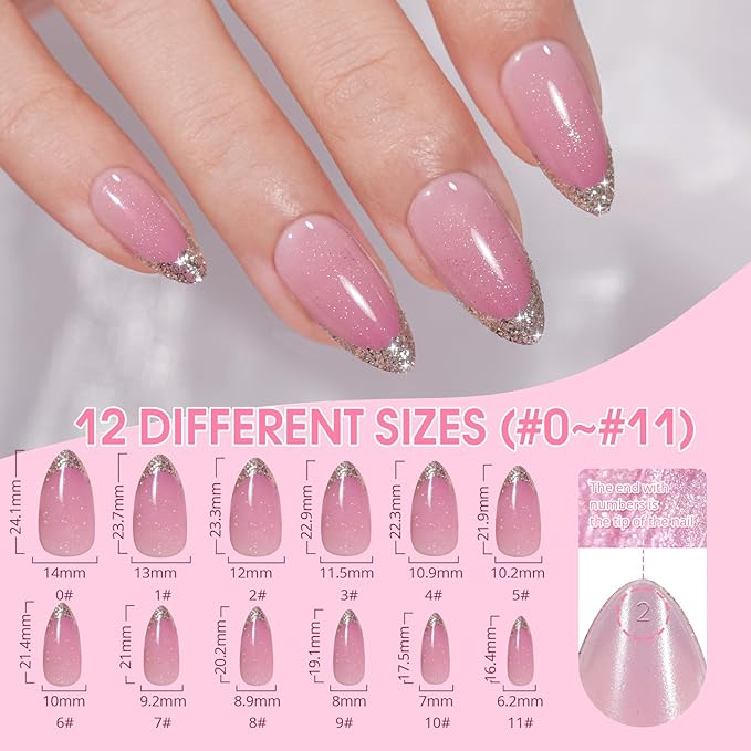 NEW Press on Nails Short, Jofay Fashion 120Pcs Salon-Like Fake Nails With Designs, French, Glitter, Mermaid/Pearl/Aurora Chrome Artificial Acrylic False Nails, Glue on Nails for Women