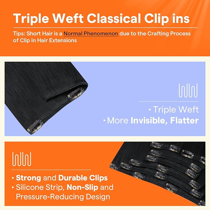 Full Shine Black Clip in Hair Extensions for Short Hair 10 Inch Clip in Extensions Real Human Hair Black Hair Extensions Clip ins Straight Invisible 7 Pcs 95 G