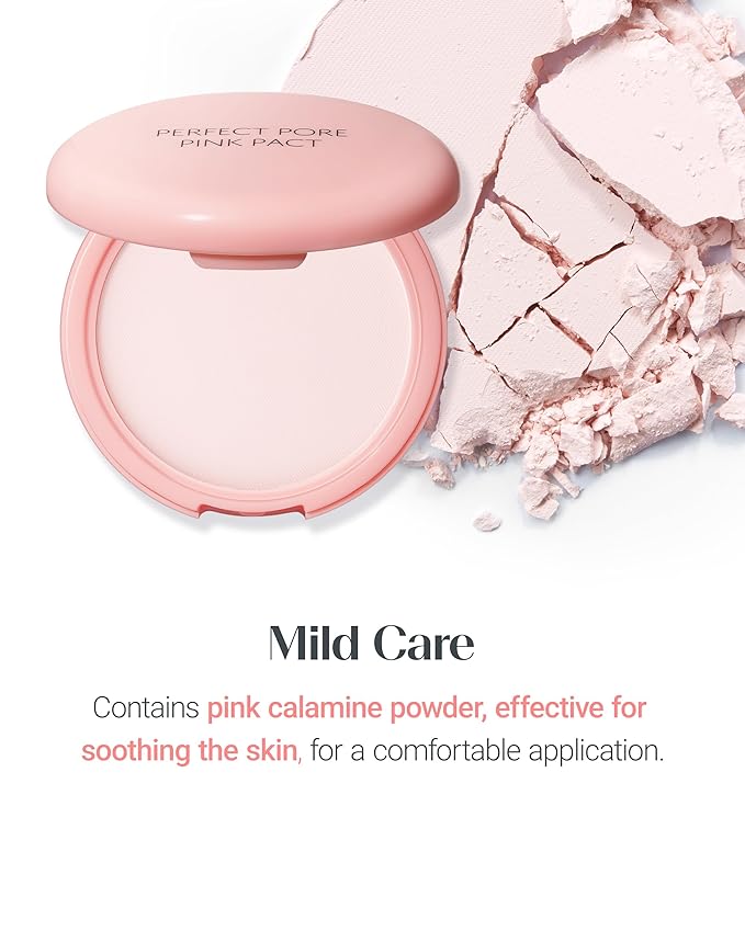 THESAEM Saemmul Perfect Pore Pink Pact - Makeup Finishing Pressed Powder for Sebum Control and Pore Minimization, Soothes Sensitive Skin with Calamine, Setting Powder, Clumps Free 12g