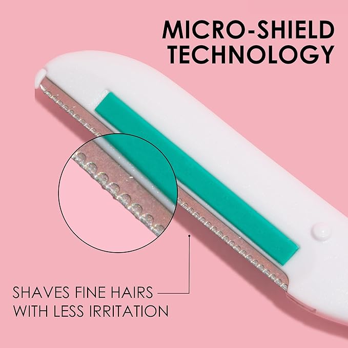 JAPONESQUE Dermaplaner with Soothing Aloe Comfort Strip - Skin Tool with Ultra Precision Blade for Facial Hair Removal and Exfoliation, 3pk.