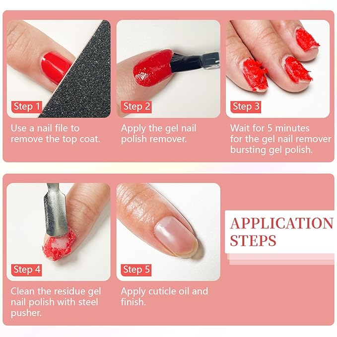JODSONE Gel Nail Remover No Need Soaking or Wrapping for Quick And Easy Removal At Home with Cuticle Pusher and Nail File