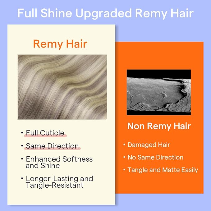 Full Shine Blonde Clip in Hair Extensions Real Hair Double Weft Clip in Extensions Balayage Ash Grey Fading to Blonde Hair Extensions for Volume 7 Pcs 14 Inch 120 G