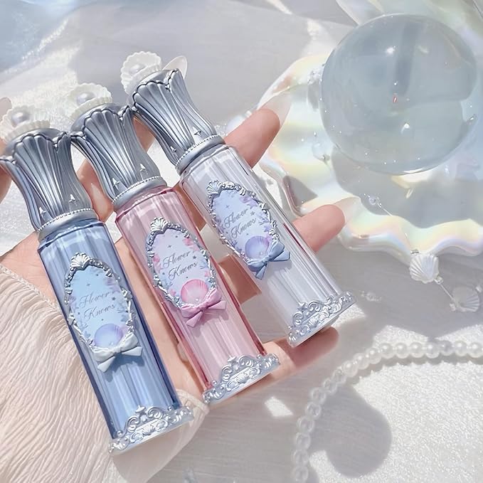 Flower Knows Shell's Jewel Nourishing Lip Glaze,Hydrating Lip Gloss with Hyaluronic,Moisturizing Plumping Oil,Non-Sticky Formula,0.16 fl.oz(P07 Salty Lychee)