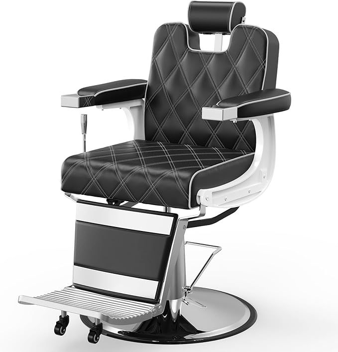 OmySalon Vintage Barber Chair All Purpose Wide Seat, 360° Swivel,Reclining Salon Chair Heavy Duty for Barbershop Beauty Spa Shampoo