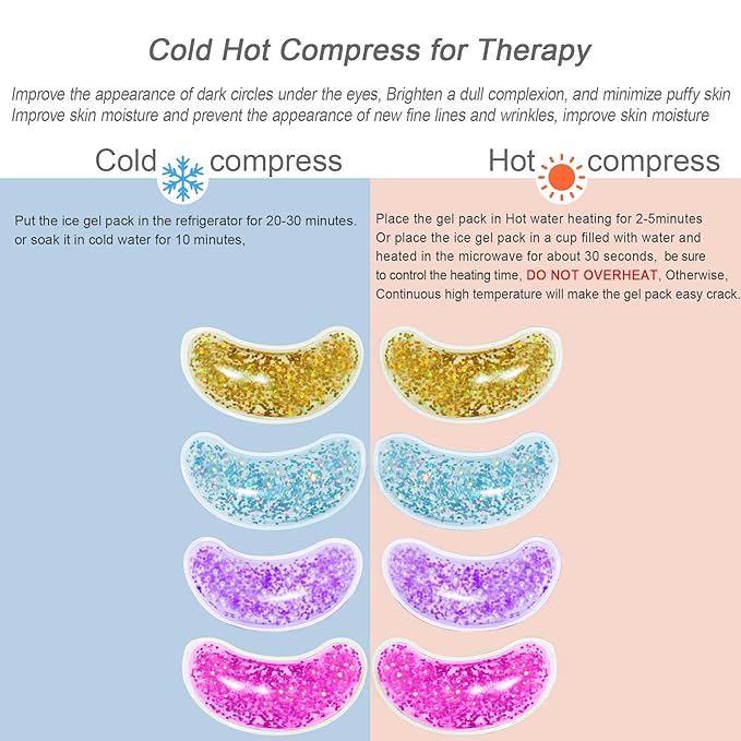 Under Eye Patches for Puffy Eyes, Hot Cold Treatment Cooling Gel Eye Pads Eye Mask for Wrinkles Dark Circles Puffiness Eye Bags 6PCS