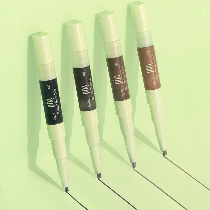 Pixi Natural Brow Duo - Soft Black, Precision Pencil & Tinted Gel, Waterproof Brow Shaper for All-Day Hold, Paraben-Free, 0.2oz