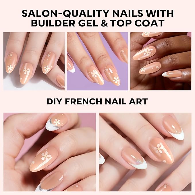 modelones Press on Nails, 150 Pcs French Tip Press on Nails, NailBoxie Brown Almond Shape Nail Tips, Natural Salon Finish Fake Nails, Ideal for Wedding, Party, Daily DIY Nail, 15 Sizes