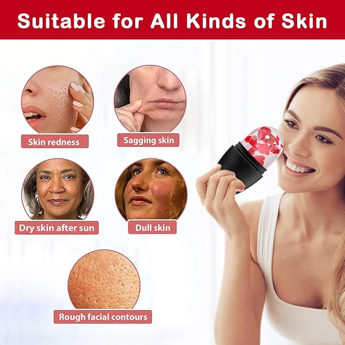 XHJRI Ice Face Roller Massager,Ice Cube Roller for Face, Eyes and Neck Naturally Conditioning and Skin Care,De-Puff Eye Bags,Reduce Migraine Pain,Reusable Massage Silicone Ice Mold (New Black White)