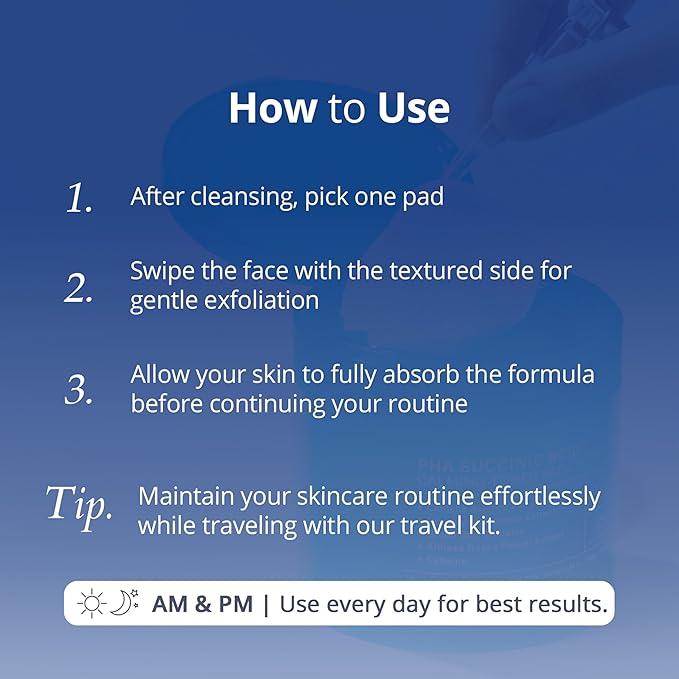 Re.SPN PHA Succinic Acid Calming Toner Pads – Daily Exfoliating, Hydrating and Soothing with CICA, Caffeine, Non-comedogenic, Vegan, Glass Skin, K-Beauty (70 Count)