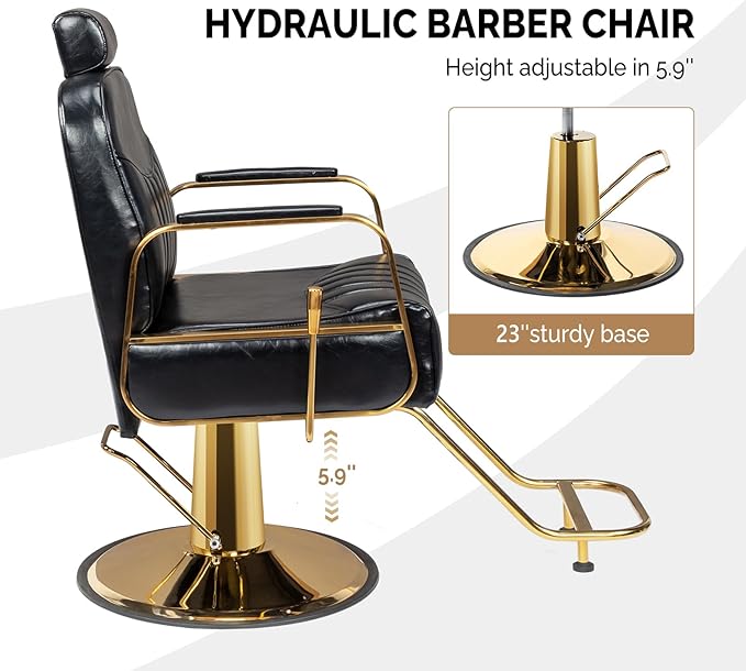 OmySalon Salon Chair for Hair Stylist, Reclining Barber Chair Hairdressing Styling Chair with Adjustable headrest, Beauty Shampoo Barbershop Furniture