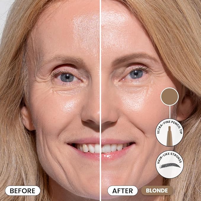 Prime Prometics PrimeBrow Pencil for Mature Women – Ultra-Precise Tip for Natural, Hair-Like Strokes – Smudge-Proof & Long-Lasting Wear – Great for Thinning, Sparse, or Graying Brows (Blonde)