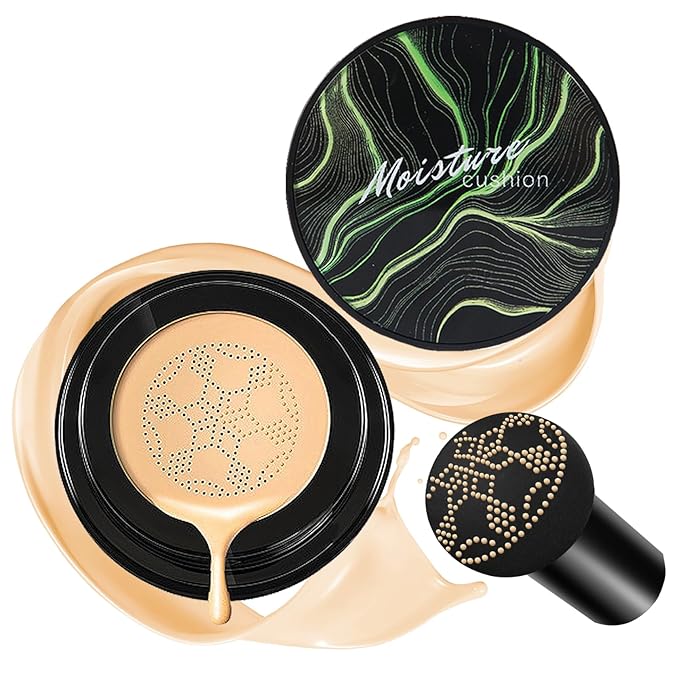 CAHIUYOA Mushroom Head Air Cushion CC Cream BB Cream Mushroom Head Foundation Full Coverage Foundation Makeup Long Lasting Moisturize Matte Concealer - 05 Buff Beige