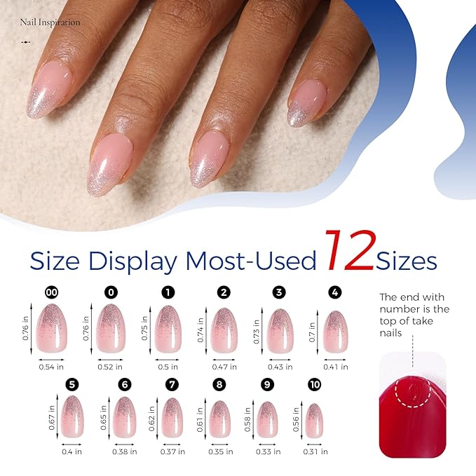 Press on Nails Kit 576 Pcs 24 Colors, Short Almond Glossy French Color Nail Tips with Nail Glue & Nail Tabs Stickers,Natural Fit Lightweight Nail Art for Women Girls