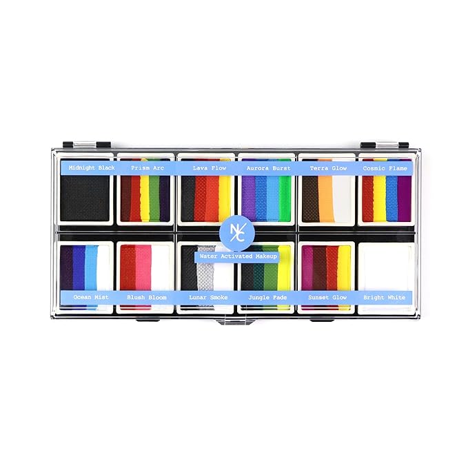 Narrative Cosmetics Colorwave 12-Color Palette - Water-Activated Makeup for Face & Body - Ideal for SFX, Parties, Cosplay, and Theater