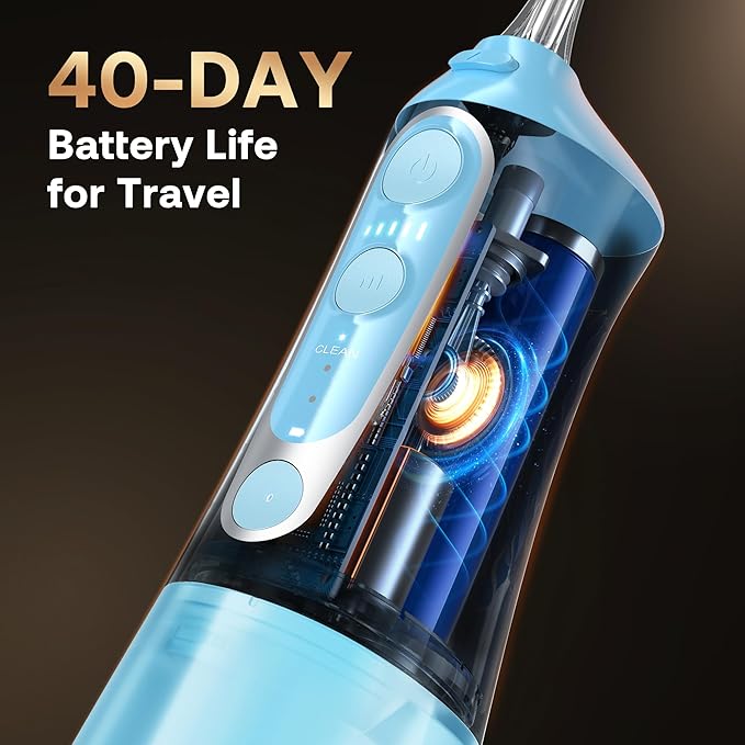 Bitvae C6 Cordless Water Dental Flosser for Teeth Cleaning Picks, Portable Flosser for Travel with 6 Jet Tips, IPX7 Waterproof USB Rechargeable Oral Irrigator Cleaner, Sky Blue