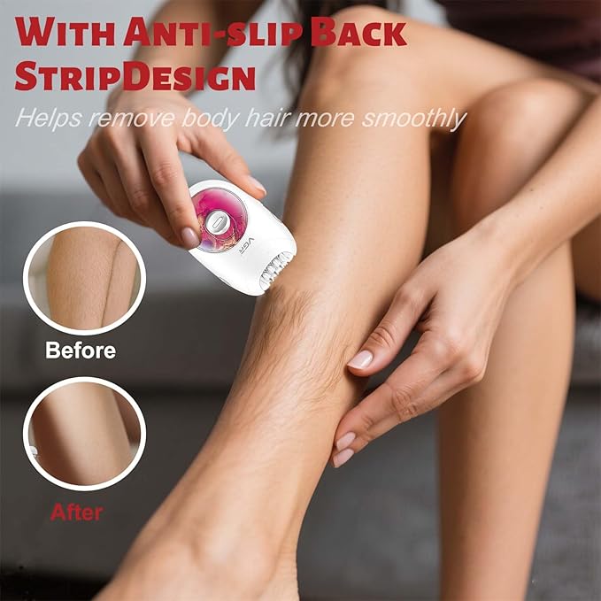 VGR 706 Professional Epilator for Women,Portable Cordless Smooth Glide Hair Removal Device for Legs, Underarm, Back,Full-Body Epilator with 18 Tweezers System, 2 Speeds Hair Removal with Silent Design