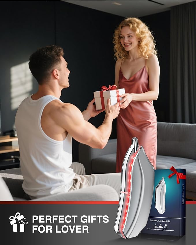 kensen Heated Muscle Scraper Tool - 2025 New Electric Fascial Knife for Deep Tissue Massage with Light-Care 4 Modes 3 Heating 3 Vibration for Athletes Workers Soothing Whole Body Gua Sha Tool Gift