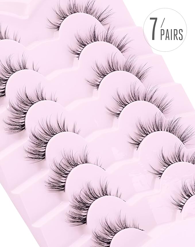Onlyall Cat Eye Lashes Natural Lashes False Eyelashes Fox Eye Lashes False Lashes 7 Pairs D5