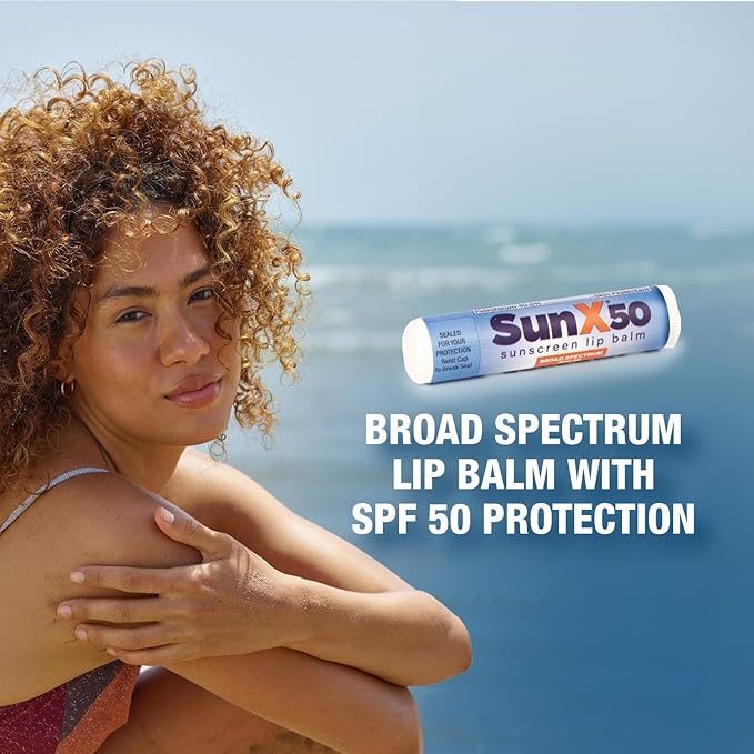 Sun X 50 Lip Balm SPF 50 (Pack of 24) - Lip Sunscreen SPF 50 Water Resistant Up To 80 Minutes and Free Parabens & Oxybenzone - Broad Spectrum (UVA/UVB) Protection