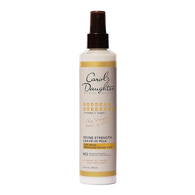 Carol's Daughter Leave In Conditioner, 8.5 Fluid Ounces, Goddess Strength Divine Strength Hair Milk with Castor Oil for Weak, Wavy, Coily and Curly Hair