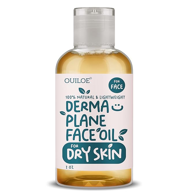Dermaplane Oil for Women with Dry Skin - Face Shaving Oil - Non Comedogenic, Fragrance Free, Natural & Lightweight - Use with Dermaplane Razor for Women Face, 2oz by Ouiloe