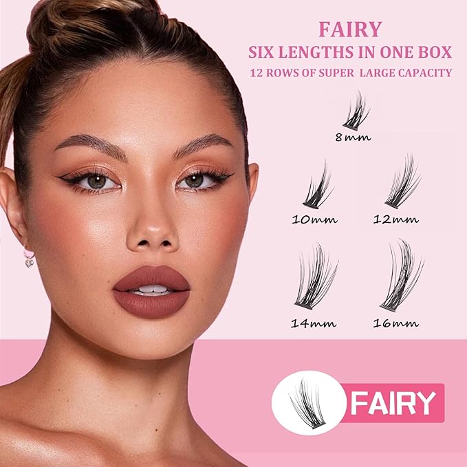 Fairy Lash Clusters Manga Individual Lashes C Curl Wispy Eyelash Clusters WideSpan Eyelash Extension Kit with Lash Bond and Seal Wet-Look Spiky Cluster Lashes (Anime Lash Clusters Kit)