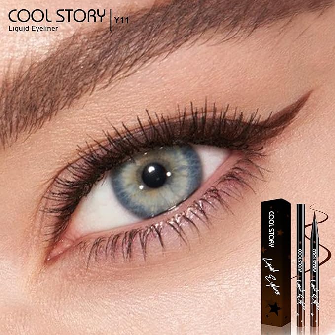 COOL STORY Liquid Eyeliner Waterproof Smudge Proof Eye Liner, 24H Long-Lasting, 0.6ml/0.02 fl.oz Brown