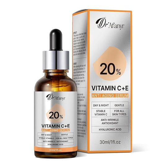 Vitamin C Serum for Face with Hyaluronic Acid & Vitamin E - Brightening Anti-Aging Serum to Help Improve Appearance of Dark Spots for Sensitive Skin, Hydrates Firms Lifts and Smooths Wrinkles