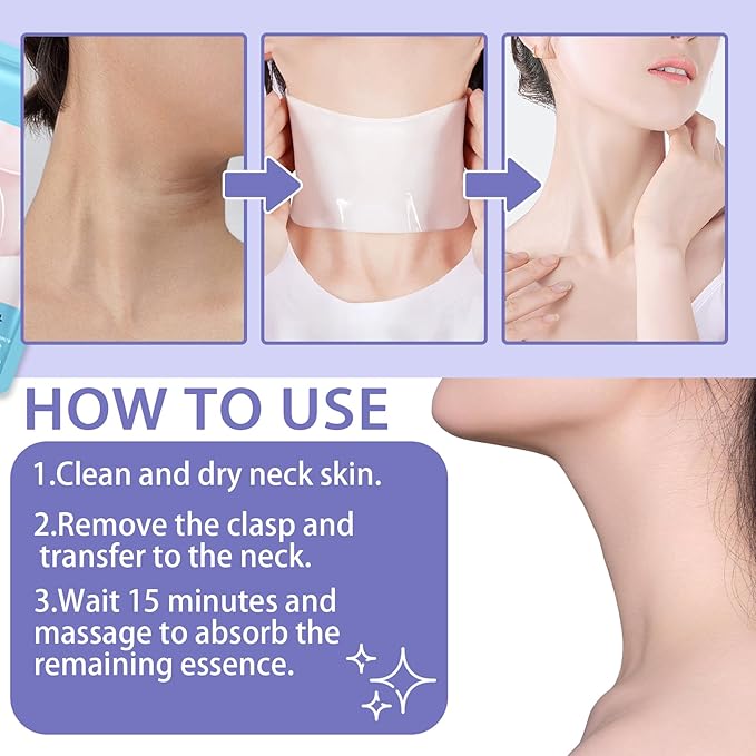 Neck Firming Mask Set,Non-greasy Tighten Lift Firming Neck Mask Skincare Moisturizer, 10 Pieces Deep Moisturizing Masks for Tightening, All Skin Type