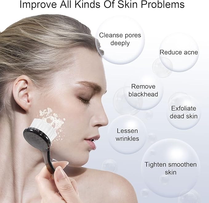 Facial Cleansing Brush 4 PCS, Facial Exfoliating Brush Face Wash Scrub Exfoliator Brush for Makeup Skincare Removal (Transparent Black)