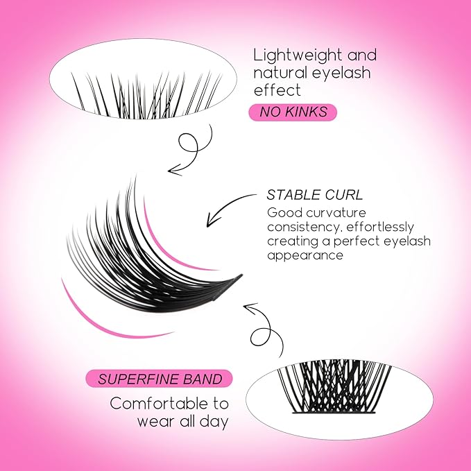 Lash Clusters DIY Eyelash Extensions 168 Clusters Lashes D Curl 0.07 Natural Individual Lash Extensions Mixed Tray False Eyelashes Soft & Strong Thin Band DIY at Home (F22+F23-0.07D, 8-16mm)