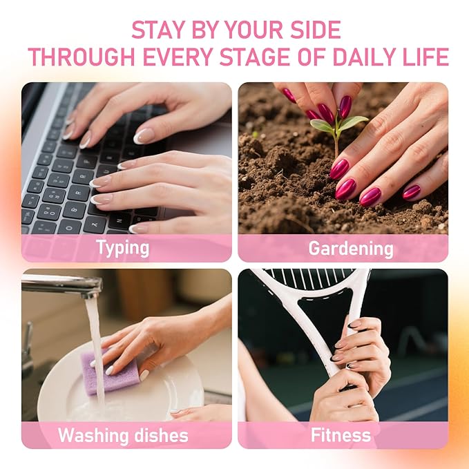 Press On Nails Almond White French Tip Nails wtih Glue & Glue Remover Short Nail Tips, Stick On Nails Kit in 15 Sizes, Glossy Natural Fit Reusable for Busy Mom