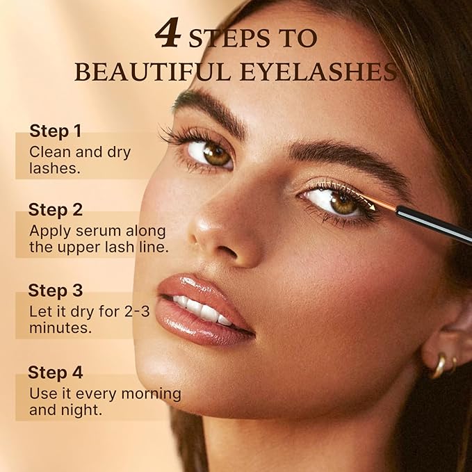 Eyelash Growth Serum with Advanced Formula: Rapid Eye Lash Enhancing Serum for Eyelash and Eyebrow Growth in 3-4 Weeks - Boost Longer Thicker and Fuller Lashes 3ML