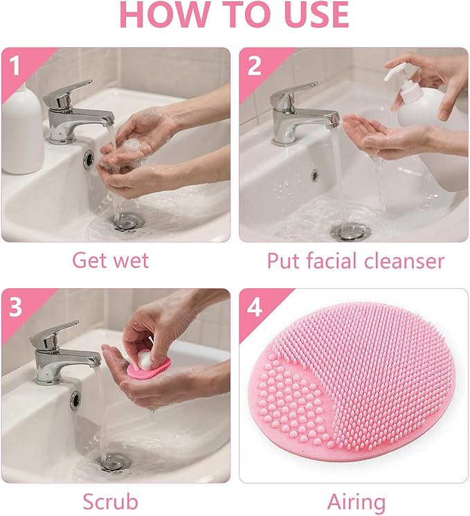 MCIGICM 20PCS Face Scrubber,Silicone Facial Cleansing Brush Face Exfoliator Pads Face Scrub Brush for Skin Facial Scrubber Facial Cleanser Brush