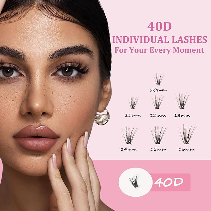 Fairy Lash Clusters Manga Individual Lashes C Curl Wispy Eyelash Clusters WideSpan Eyelash Extension Kit with Lash Bond and Seal Wet-Look Spiky Cluster Lashes (40D 9-16mm D 0.07)
