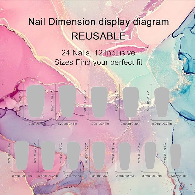 Red Ombre Press on Nails Marble Acrylic Full Cover Fake Nails 24Pcs Glossy Black Gradient Medium Coffin False Nail Crack Stick on Nail Curve Line Gel Glue on Fingernails for Holiday Manicure Art