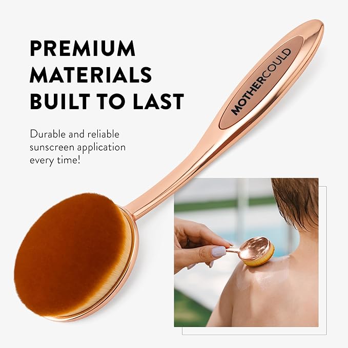 Premium Sunscreen Brush Set – Kids & Baby Sunblock Applicator with Metal Handles, Travel Bag, 2 Brushes, 2 Caps, & Cleaning Mat – Rose Gold – Mess-Free Sun Care (2 Pack) (Rose Gold)