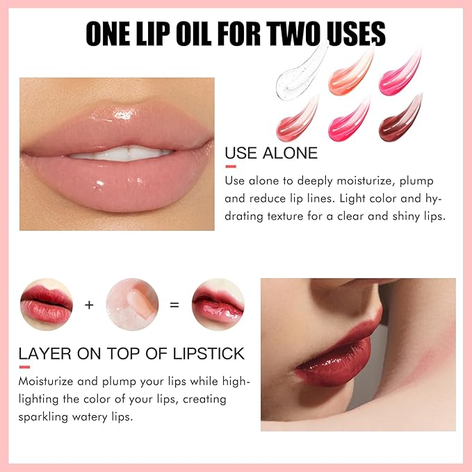 2PCS Lip Oil Set, Hydrating Lip