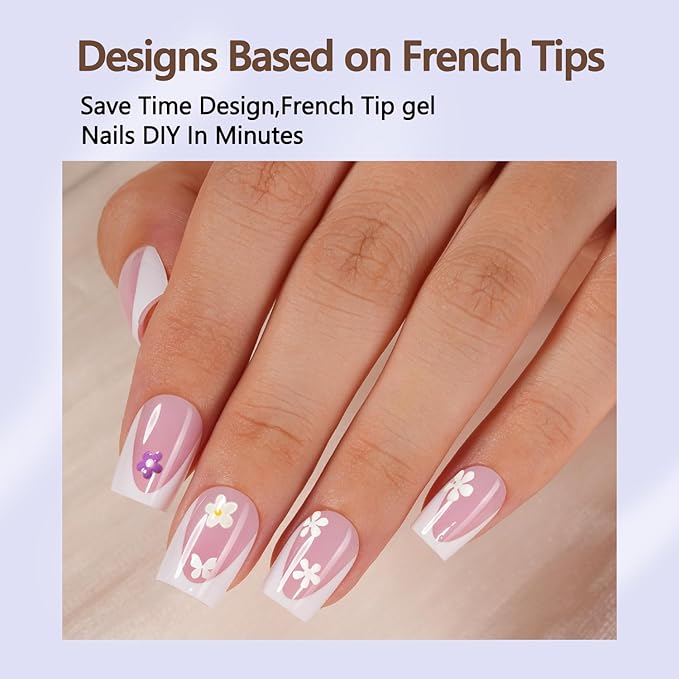 Misssix Deep French Gel Nail Tips, 150Pcs French Tip Press on Nails Short Square Pink, No Need to File Tips Pre-lasting, Fake Nails for Nail Art DIY 15 Sizes