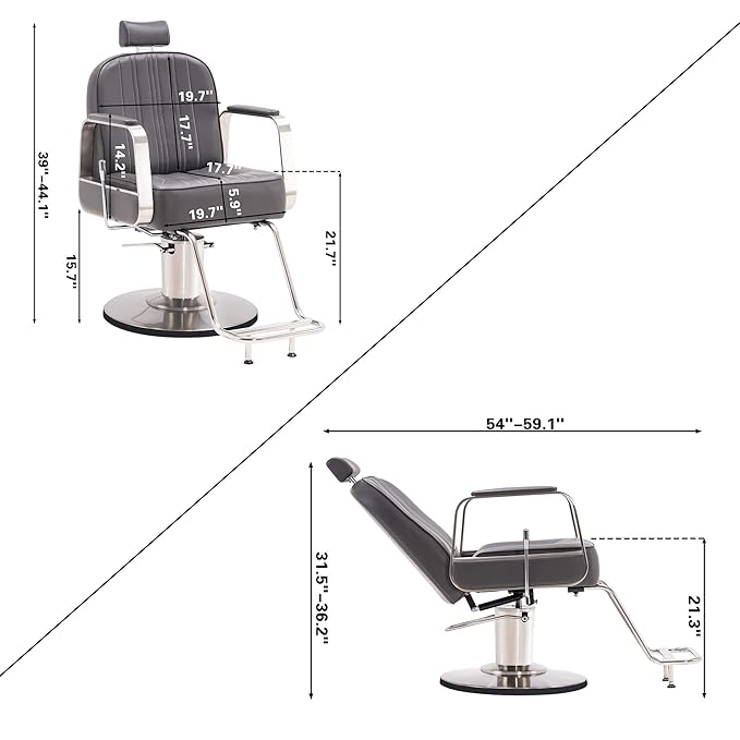 BarberPub Salon Chair for Hair Stylist, All Purpose Hydraulic Barber Styling Chair, Beauty Spa Equipment 8548 (Grey)