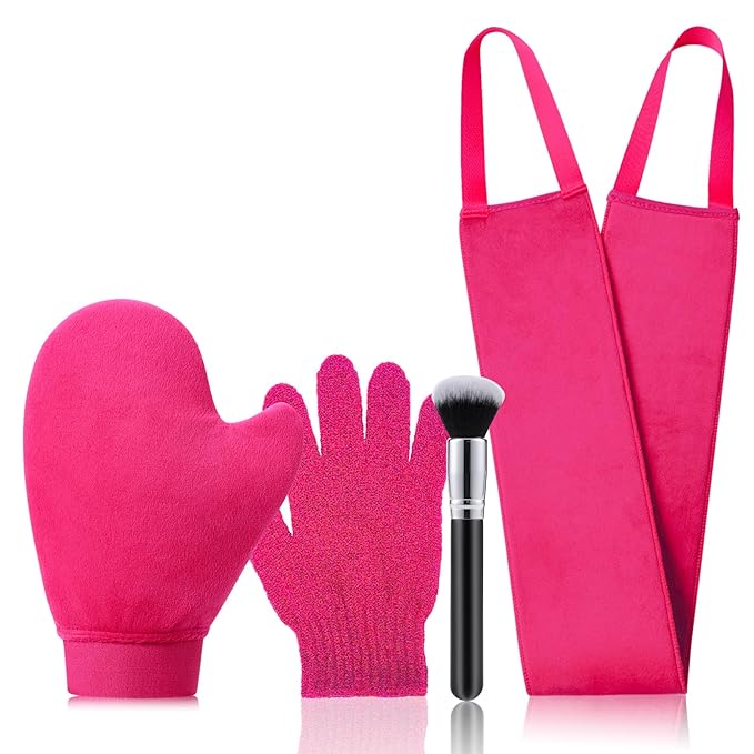 Self Tanning Mitt Applicator - 4 in 1 Self Tanner Mitt Applicator, Back Tanning Mitts Self Tanner Mitt Tanning Glove for Self Tan Mitt Sunless Tanner Mitt Applicator Tan Mit Tanning Brush
