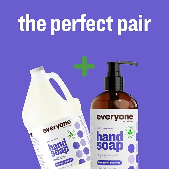 Everyone Liquid Hand Soap, 12.75 Ounce (Pack of 3), Lavender and Coconut, Plant-Based Cleanser with Pure Essential Oils