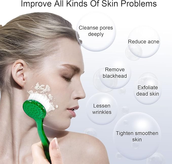 Facial Cleansing Brush 4 PCS, Facial Exfoliating Brush Face Wash Scrub Exfoliator Brush for Makeup Skincare Removal (Green)